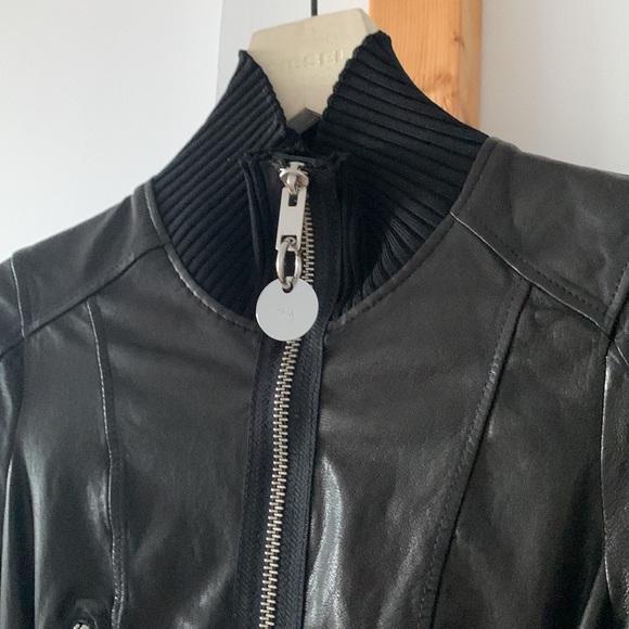 BNWT Diesel L-Lys-B Jacket Leather Jacket Distressed SZ XXS BLACK Hi Neck - Picture 5 of 11
